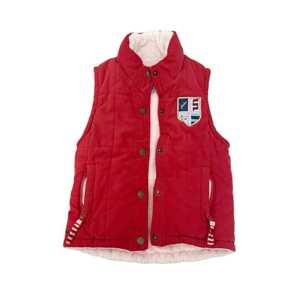 Girls' Joules Outerwear Vest Size XS 2-3 Years Red Cozy Fur Soft